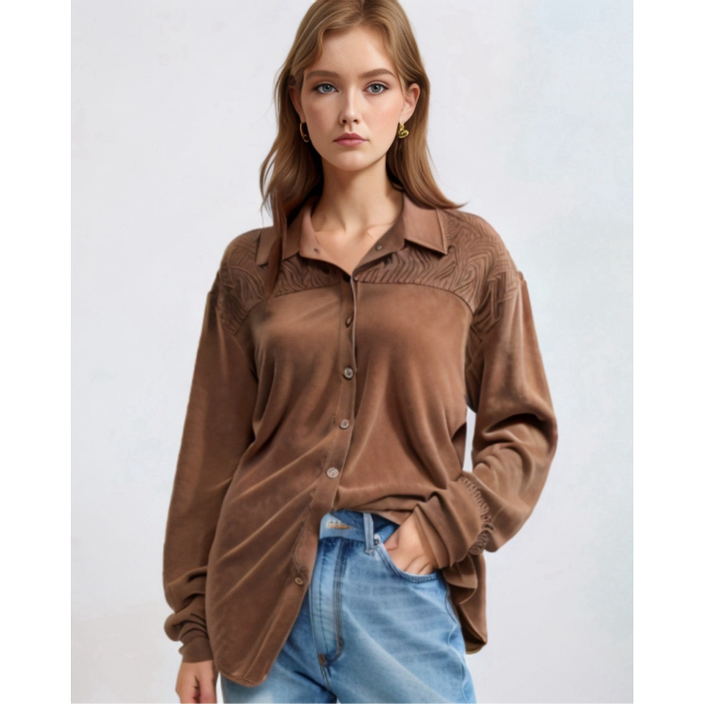 Vintage Brown Long Sleeve Button Down Shirt